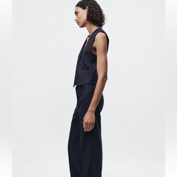 Zara NWT Wool Blend Pinstripe Vest ZW Collection - Picture 5 of 12